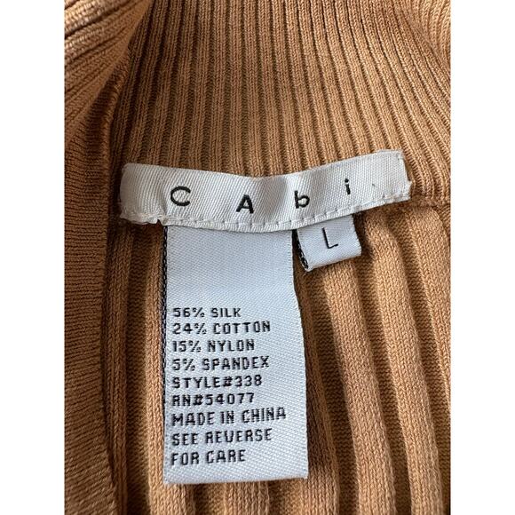 CAbi Tan Ribbed Zip-Up Cardigan - Picture 6 of 10